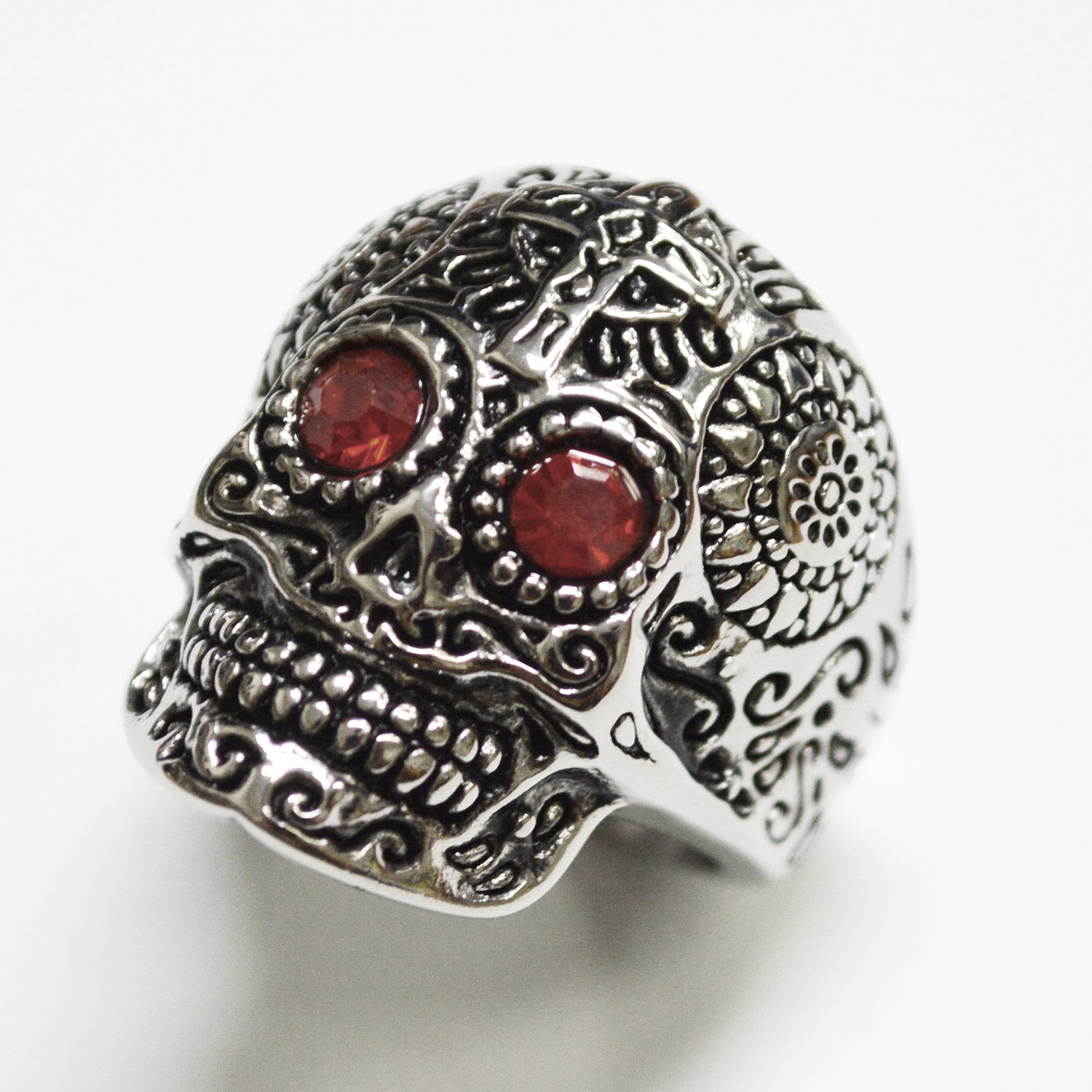 Skull with Red Eye Stainless Steel Ring 81-1222