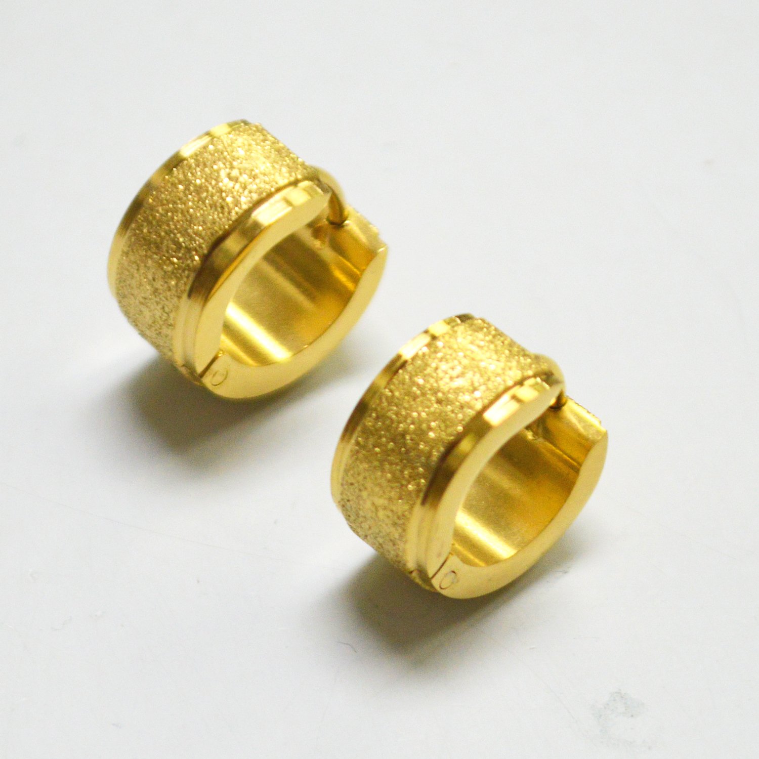 Glitter Gold Plated Huggies Earring 83-609G-7
