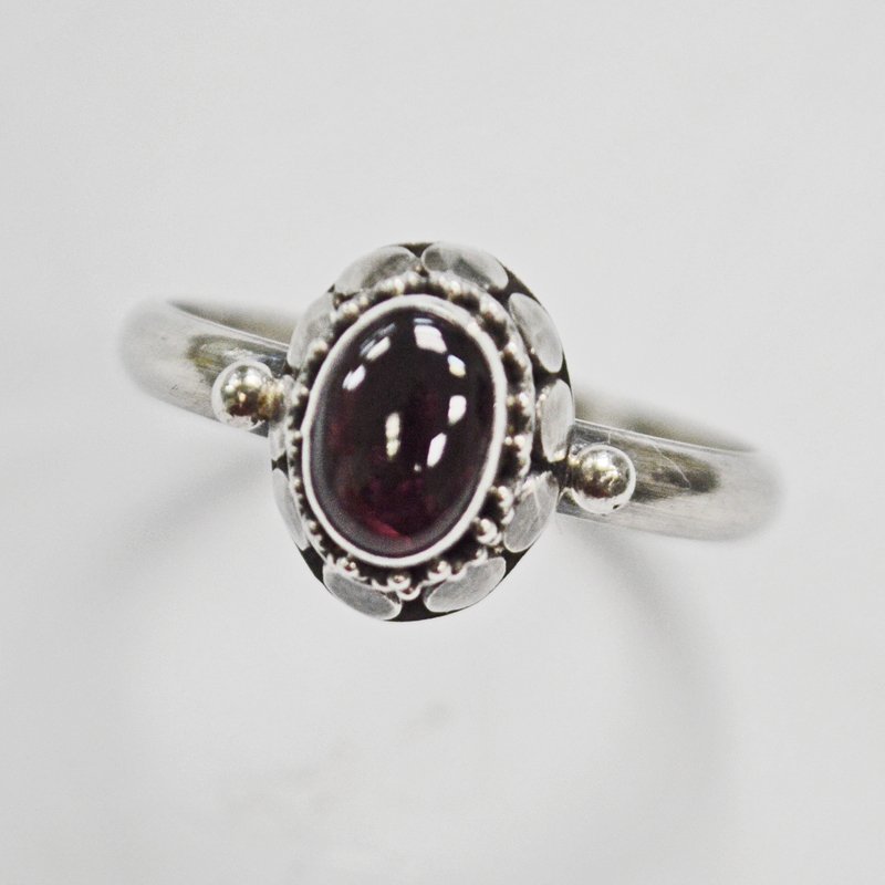 Garnet Stone Sterling Silver Ring 51-3007