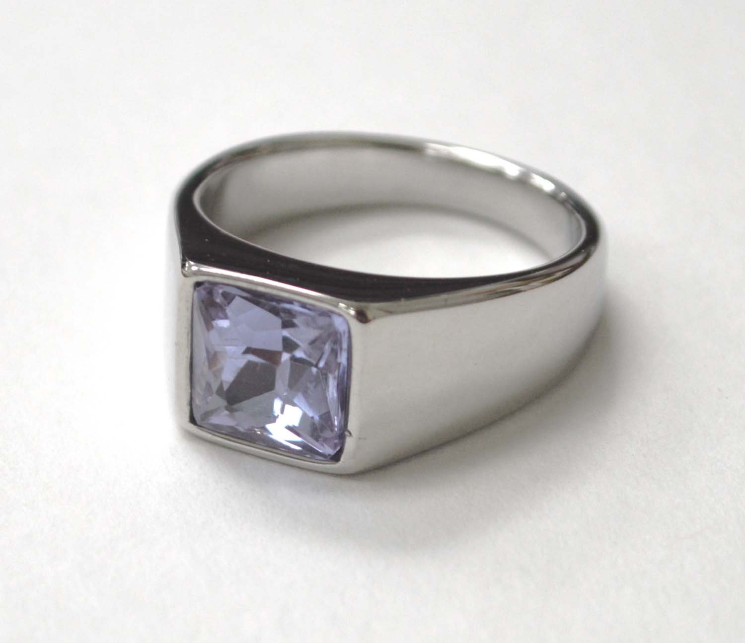 Purple CZ Stone Stainless Steel Ring 81-1522S-Purple