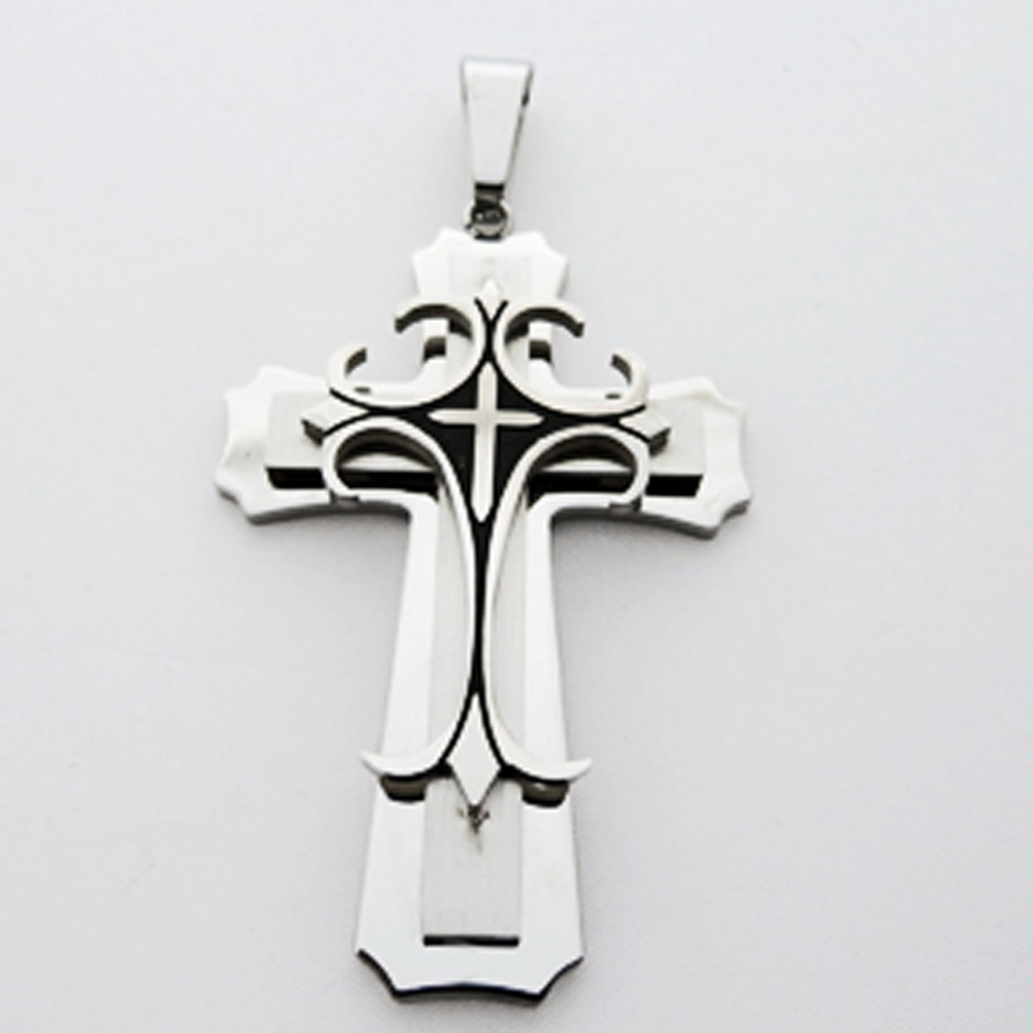 Layer Cross Pendant Stainless Steel (29x45mm)