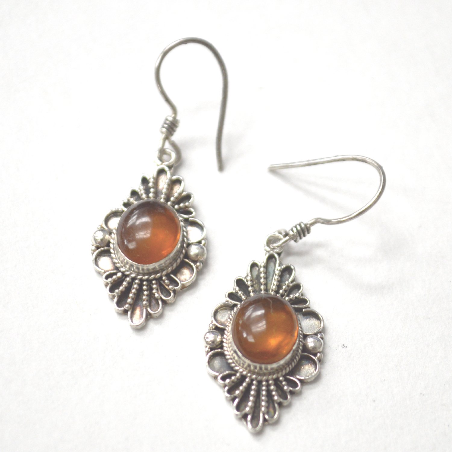 Amber Stone Earrings Sterling Silver 53-5308