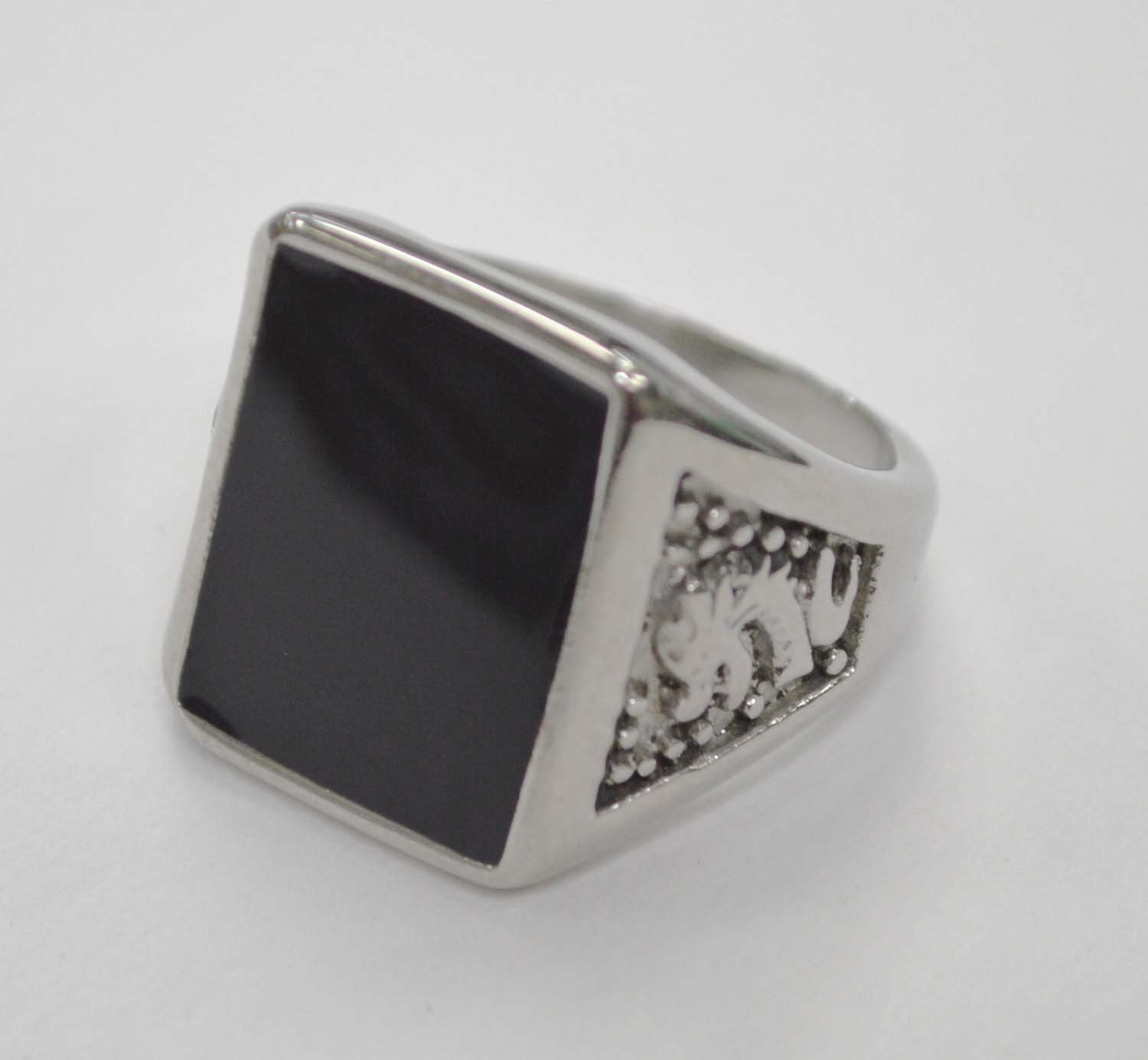 Black Stone Stainless Steel Ring 81-1432
