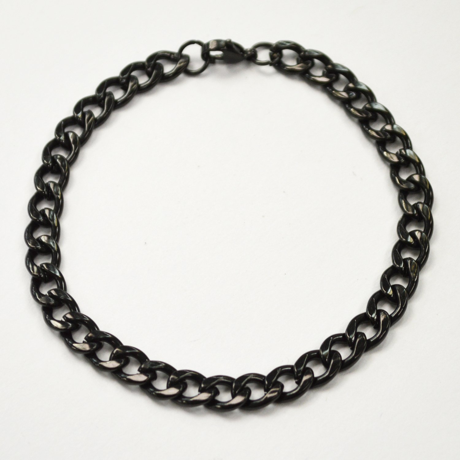 7MM BLACK PLATED CURB BRACELET 84-162B-7