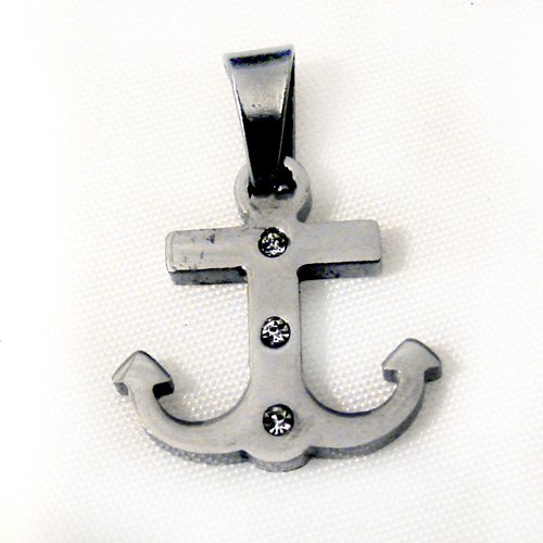 CZ Anchor Pendant Stainless Steel 86-1117