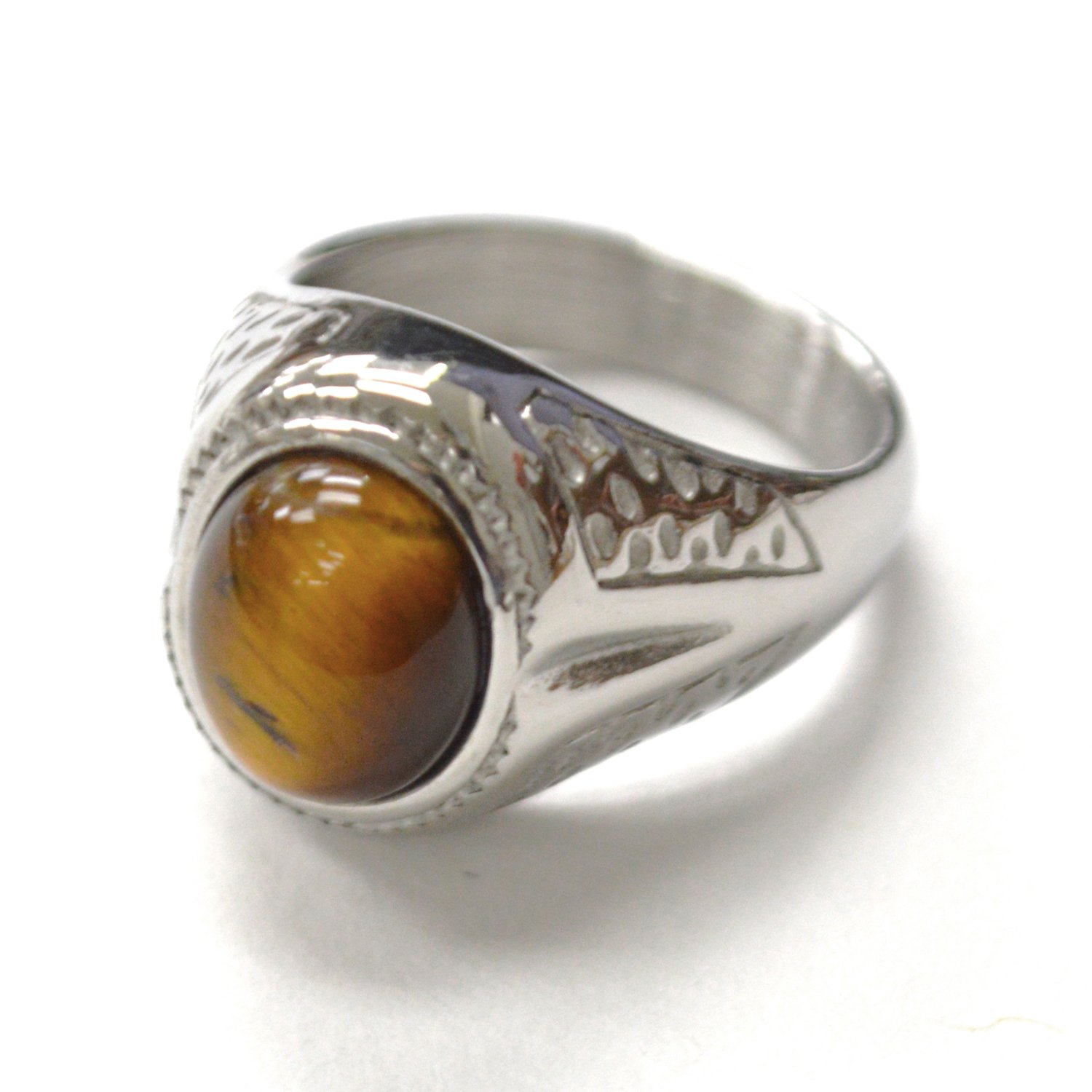 Tiger Eye Stone Stainless Steel Ring 81-1672