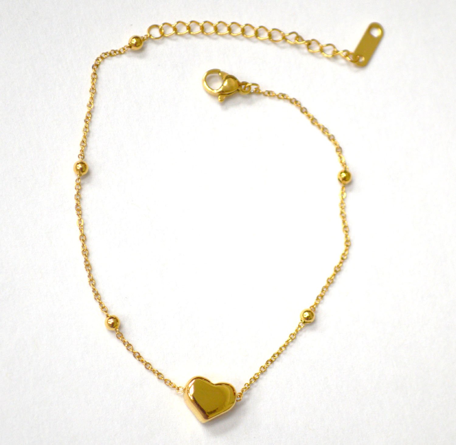 Heart/Bead Gold Plated Link 82-250G