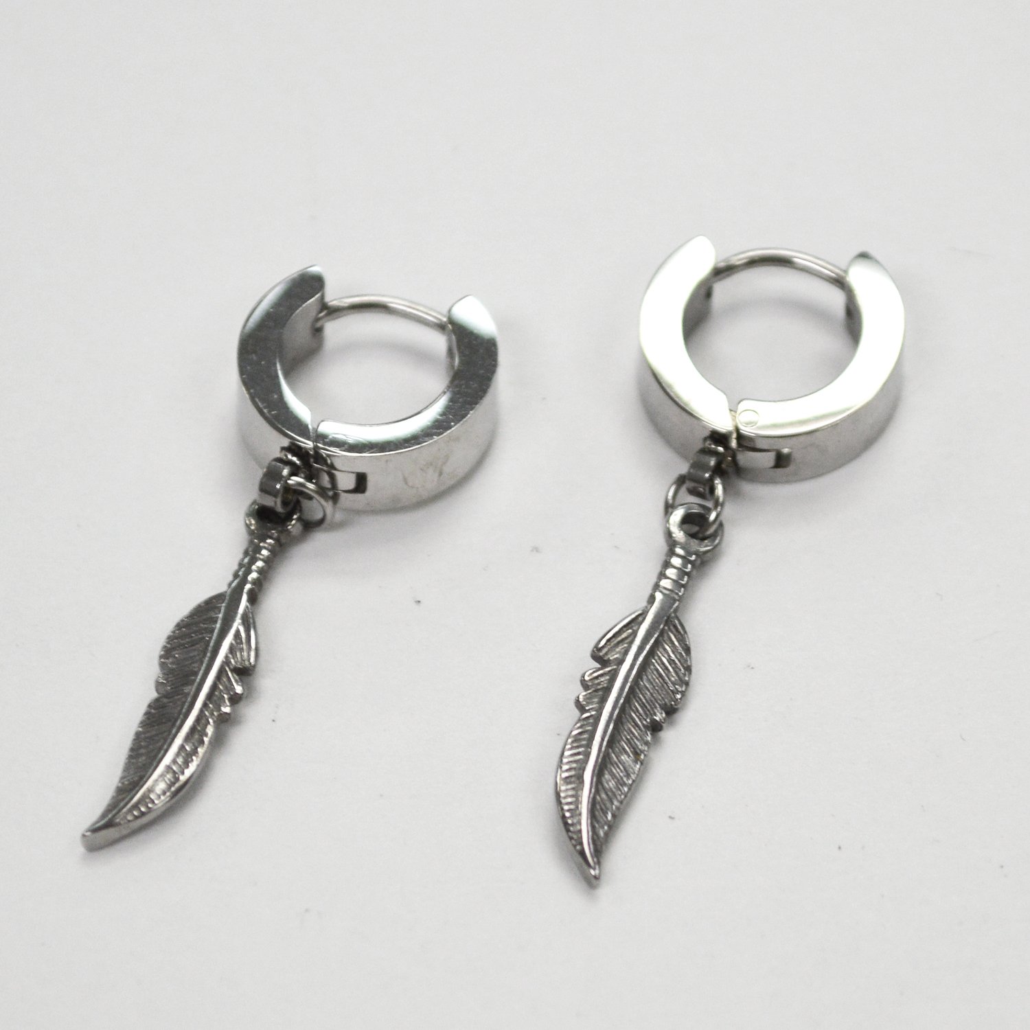 Huggies with Feather Stainless Steel 83-767S