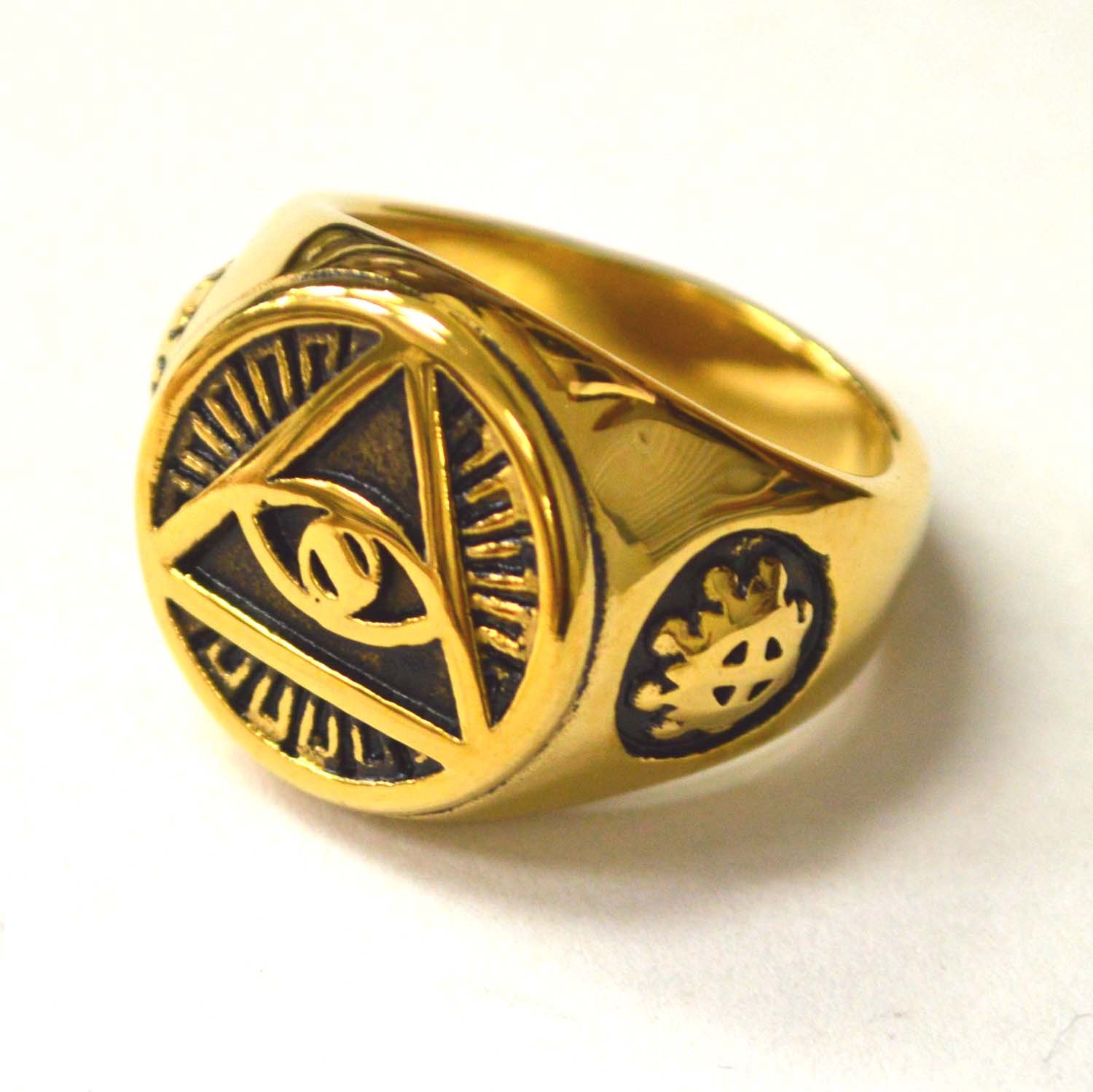EYE OF PROVIDENCE GOLD IP PLATED RING 81-1147G