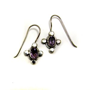 Amethyst Stone Dangling Earring Sterling Silver 53-4062