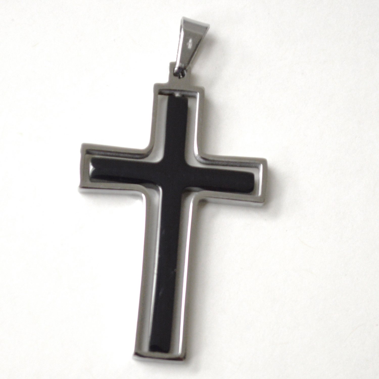 Double Cross Black Plated Pendant 86-3020B