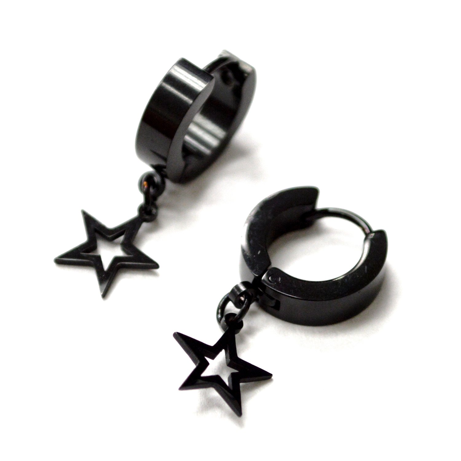 Dangling Star Black Plated Huggies 83-872B
