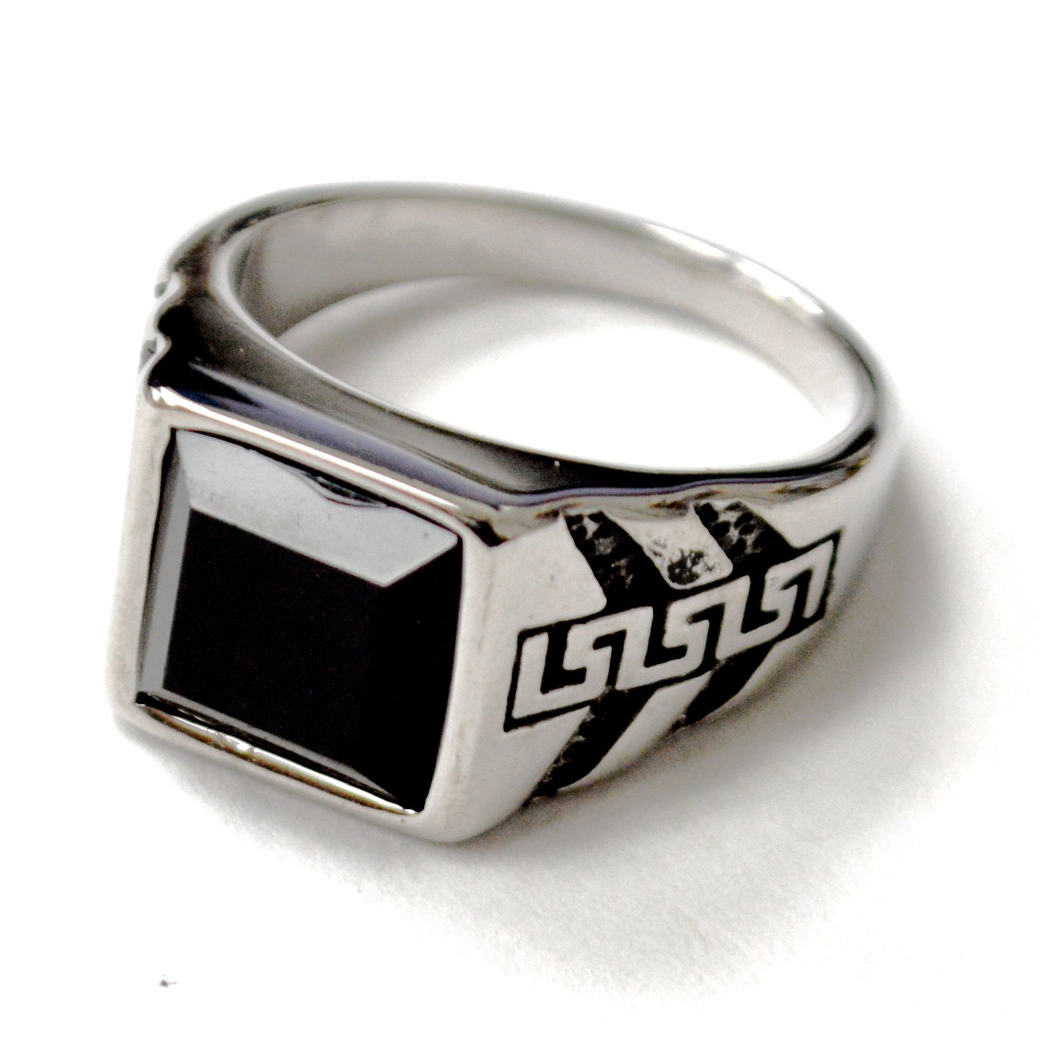 Black Stone Stainless Steel Ring 81-1214