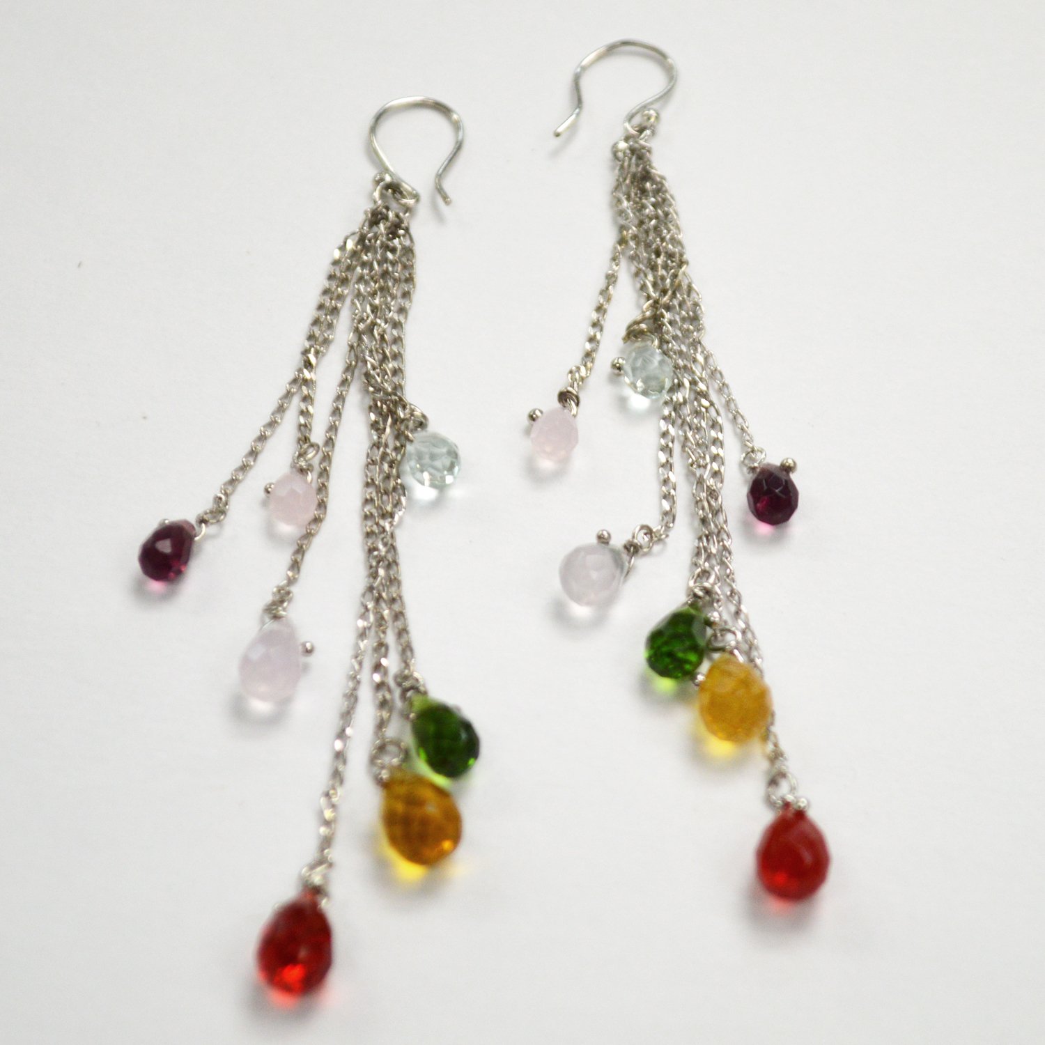 Crystal Stones Sterling Silver Earrings 53-4047