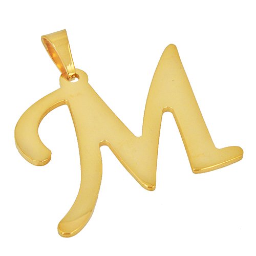 M Initial Gold IP Plated Pendant