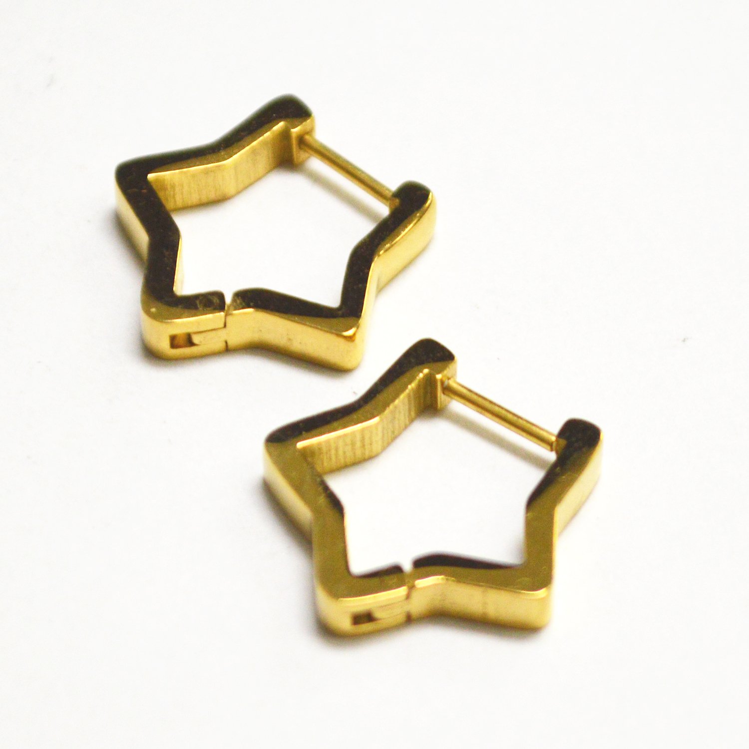 Star Shape Hoops Earrings Gold Plated  83-784G