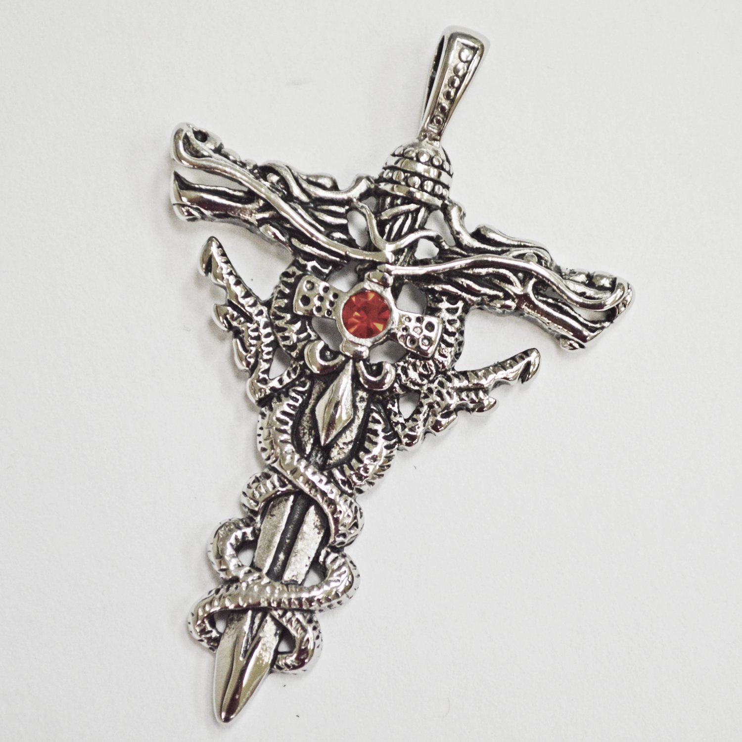 Sword with Snake Pendant (42x54mm) 86-581 Red