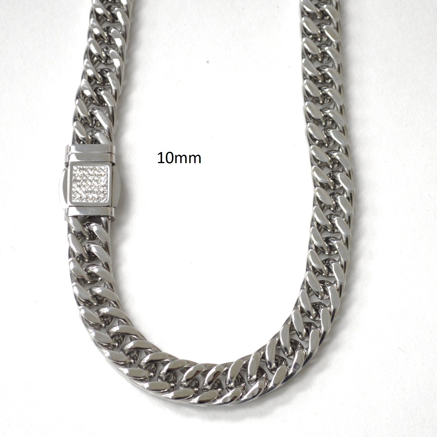 10mm GML with Fancy Lock Stainless Steel Necklace 85-291-10