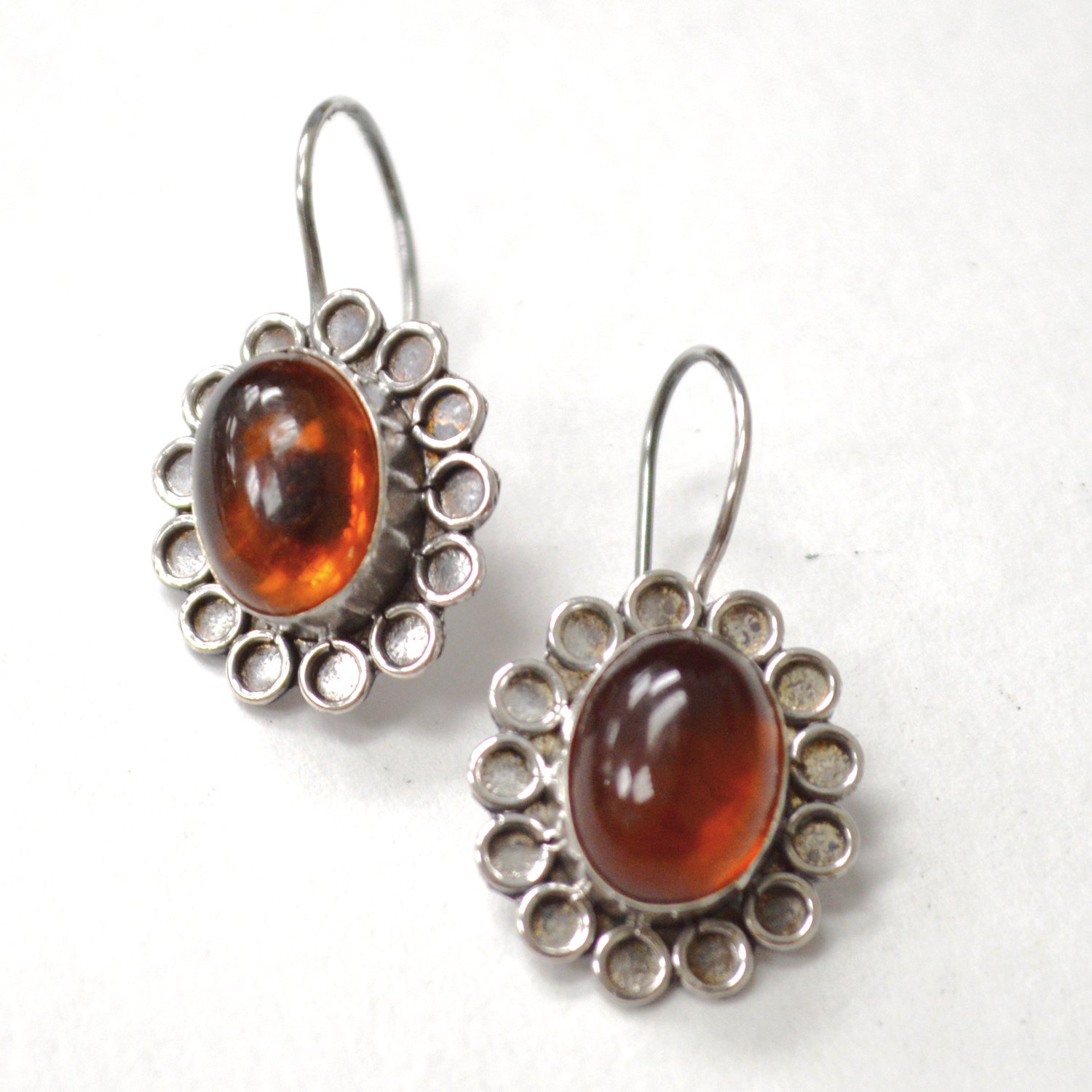 Amber Stone Earrings Sterling Silver 53-5036