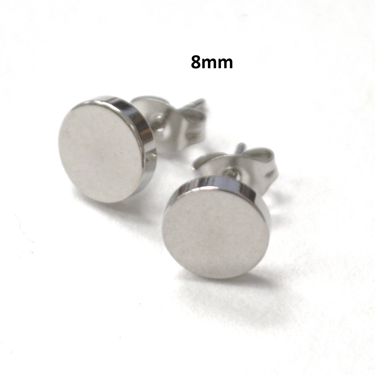 8mm Round Flat Stud Stainless Steel 83-948-8 (3 prs)