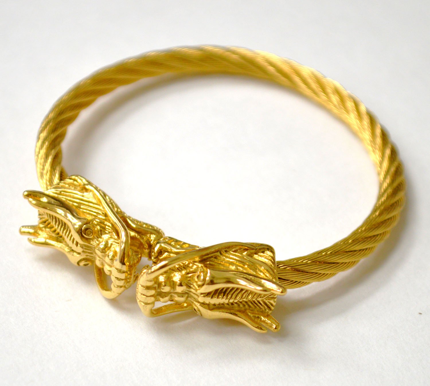 Dragon Head 2 Tone Gold Plated Bangle 84-1907G