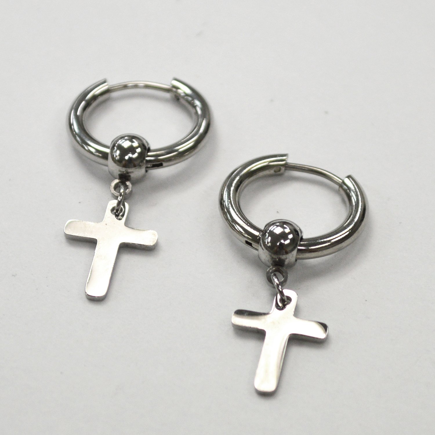 Hoops Earring with Dangling Cross  83-768S