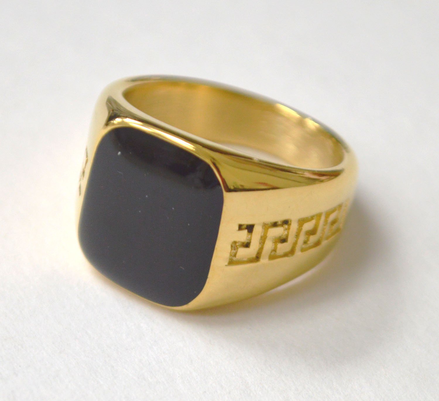 Black Stone Gold IP Plated Ring 81-1434G