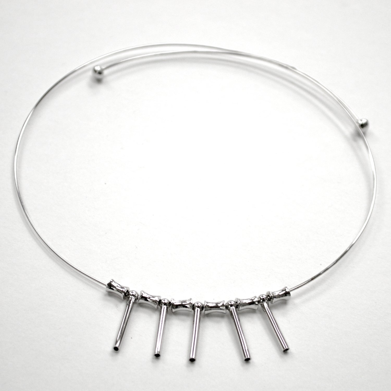 Sterling Silver Wire Choker Necklace 55-1044