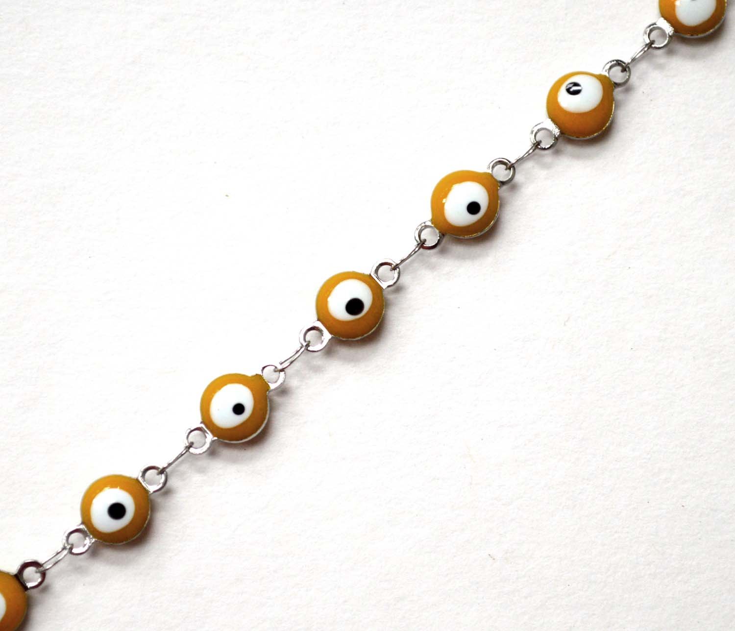 Eye Stainless Steel Anklet 82-1815S-Yellow