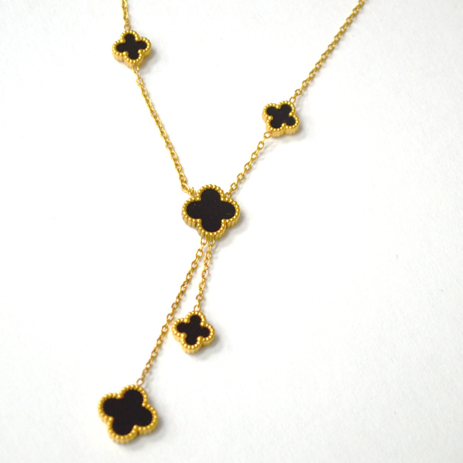 Designer's Inspired Gold IP Plated Necklace 85-302G Black
