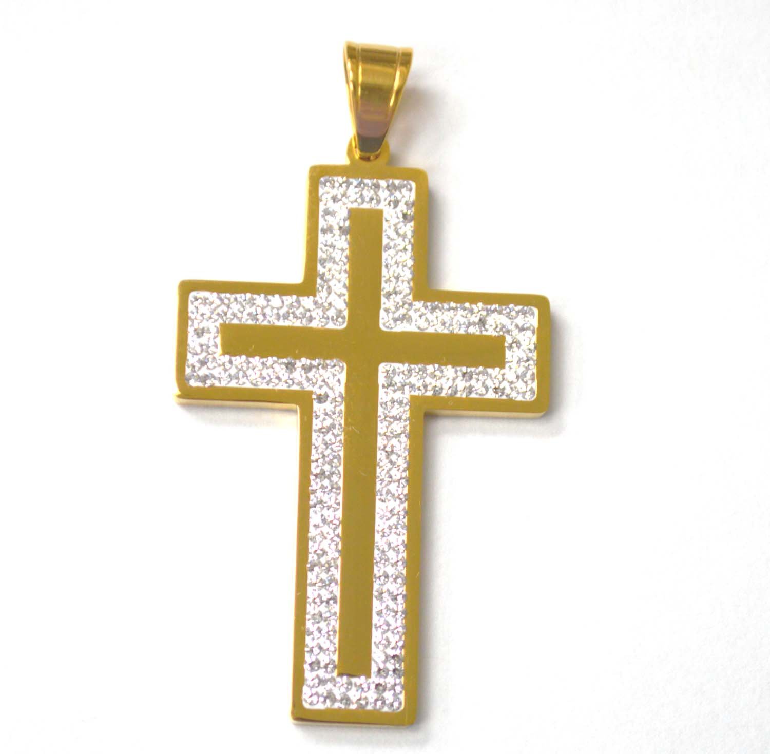 Cross with Stones Gold Plated Pendant 86-2576G