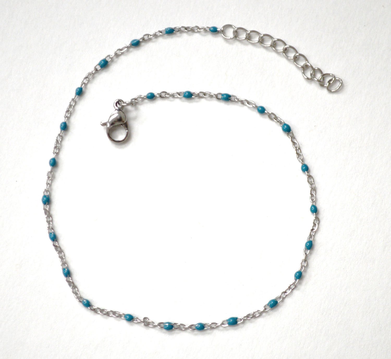 Beaded Stainless Steel Anklet 82-256S Green (5/Pkg)