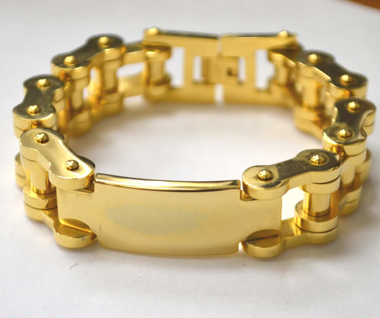 20mm Bicycle Link ID Gold Plated Bracelet 84-1471G