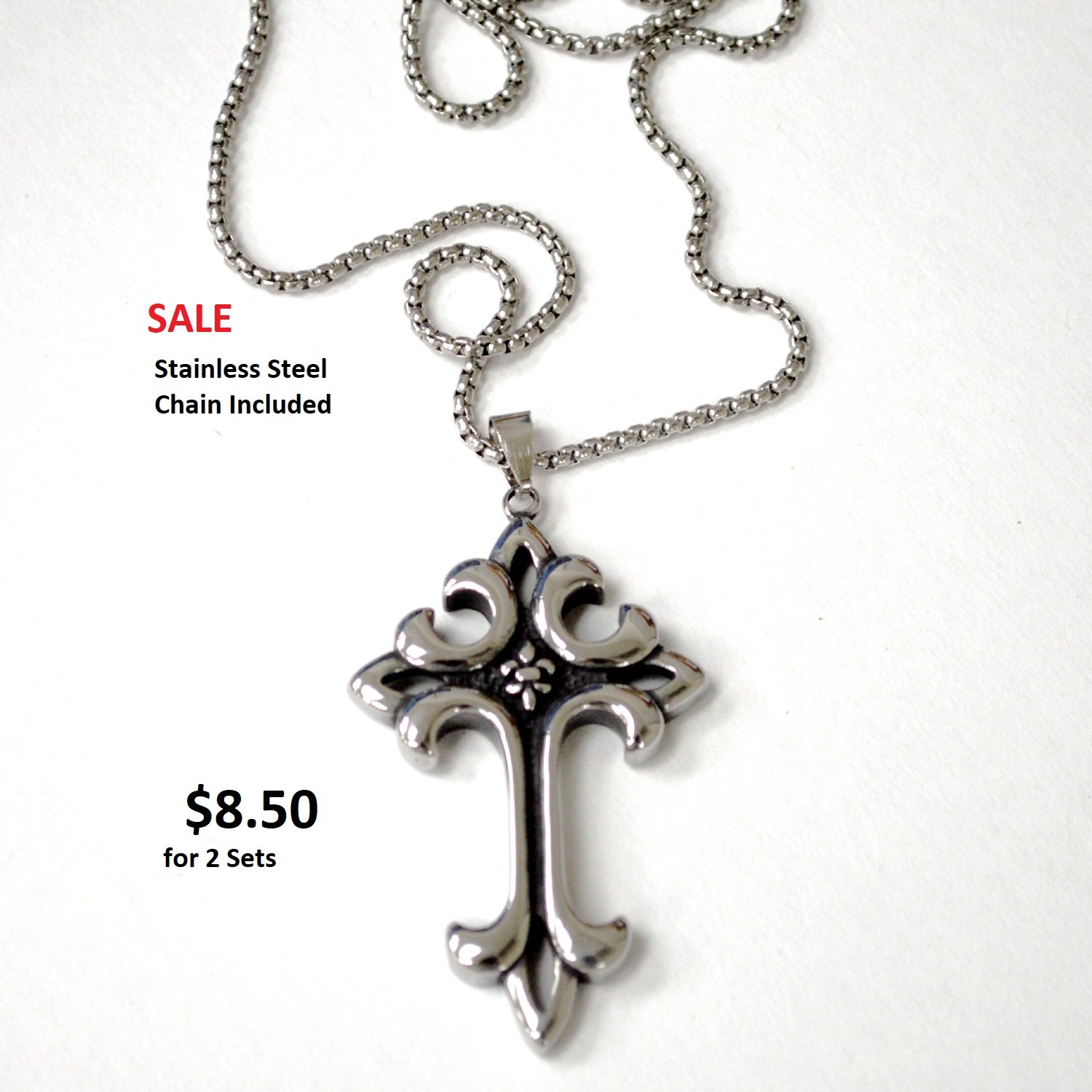 Cross with Stainless Steel Chain 10010 (2 sets)
