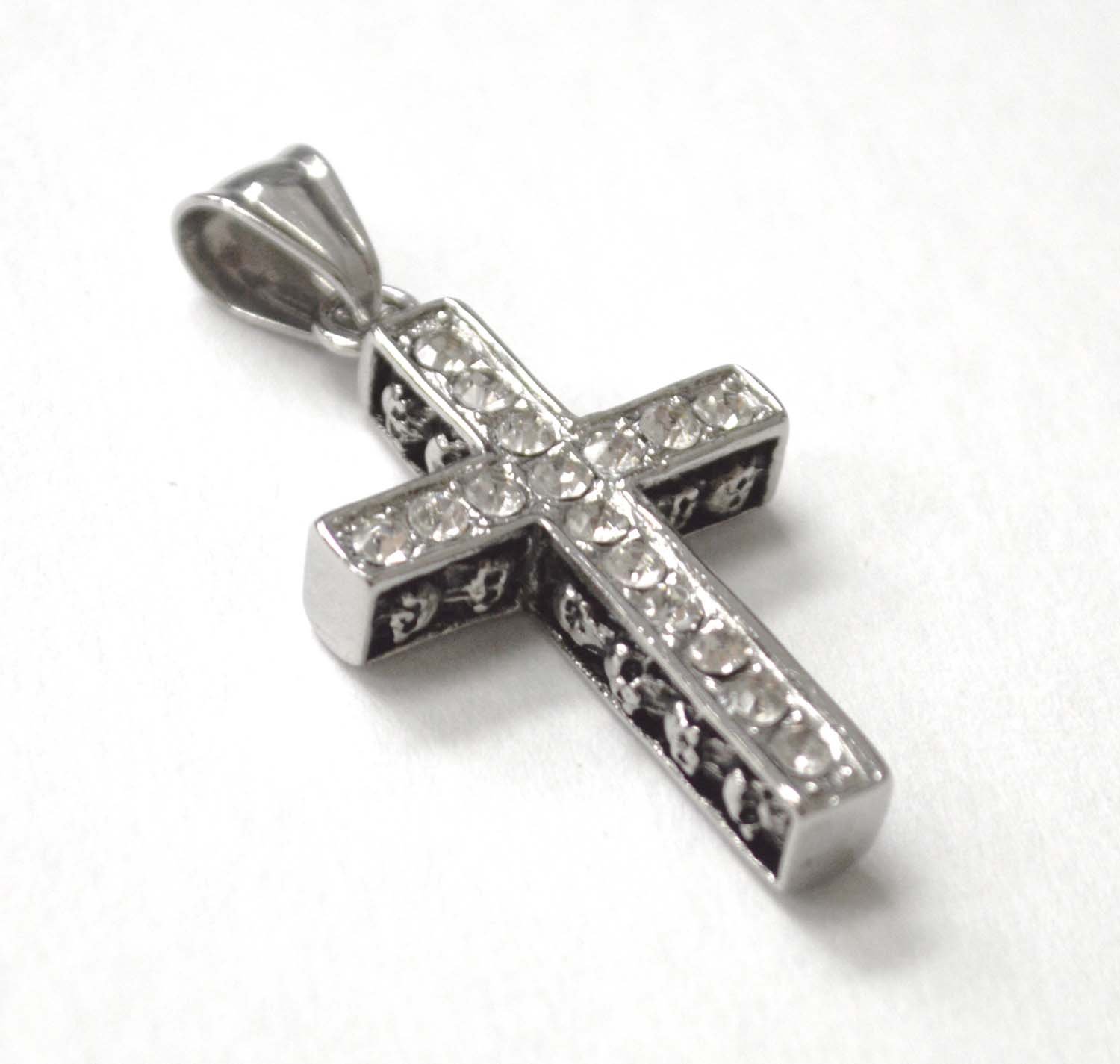 Cross with Stones and Skull Head Pendant 86-2477