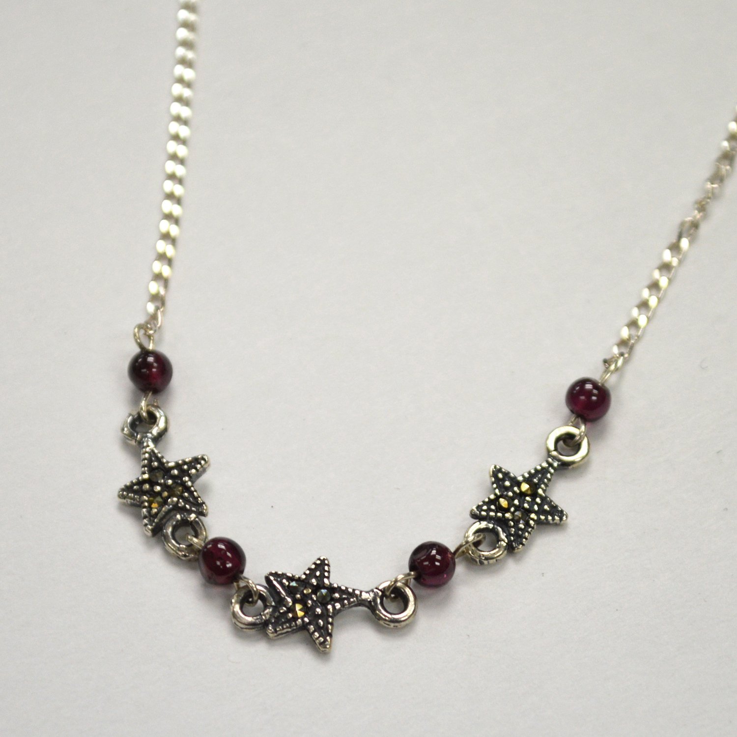 Marcasites Stars Necklace Sterling Silver 55-1017