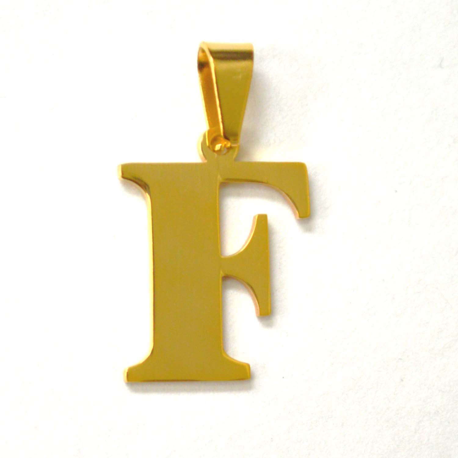F Initial Gold IP Plated Pendant 86-278G-F