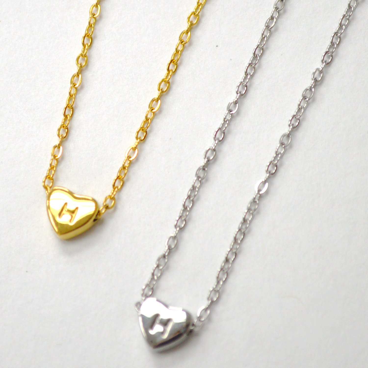 H Heart Initial Stainless Steel Necklace 85-1028-H