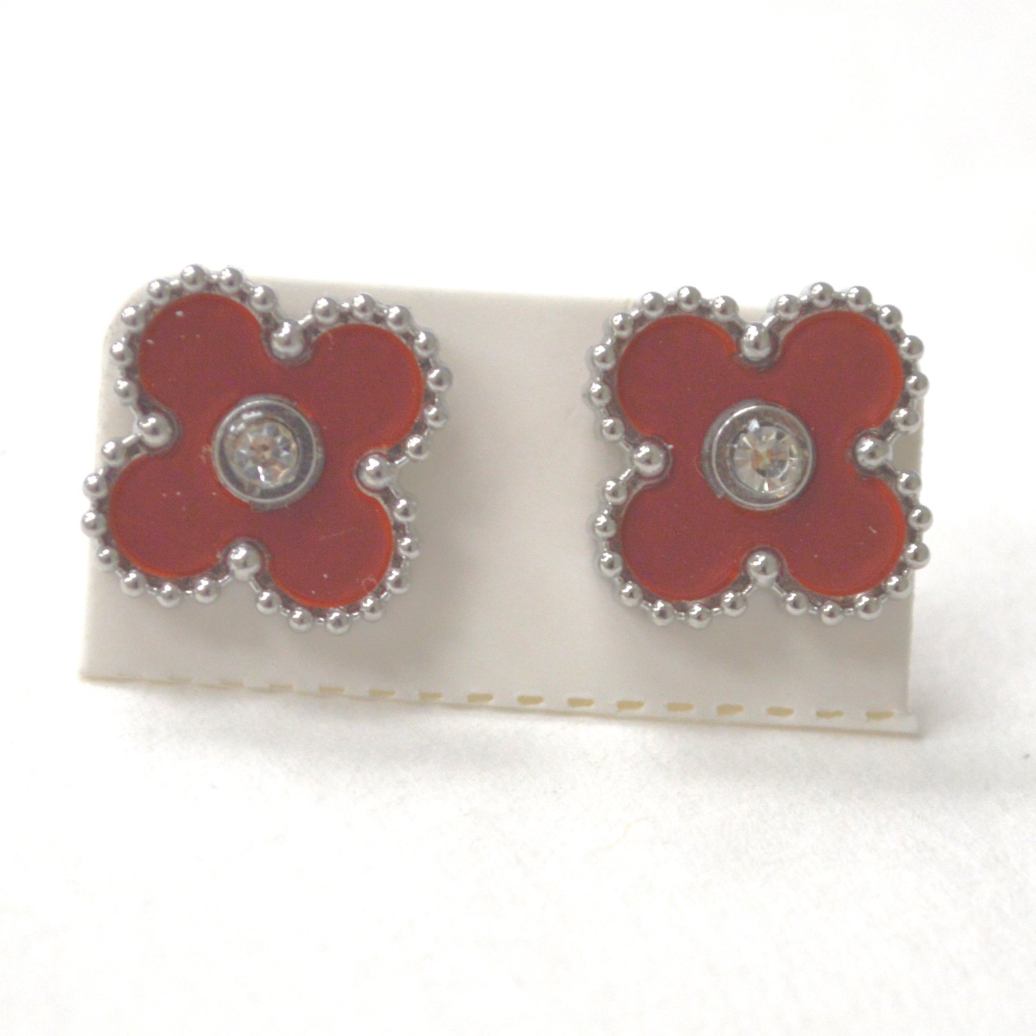 Designer's Inspired Stainless Steel Earrings 83-966S Red