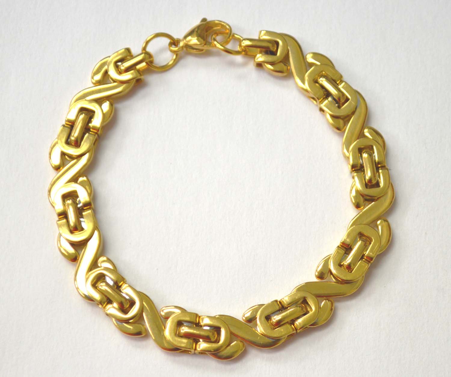 10mm Flat Byzantine Gold Plated Bracelet 84-1800G
