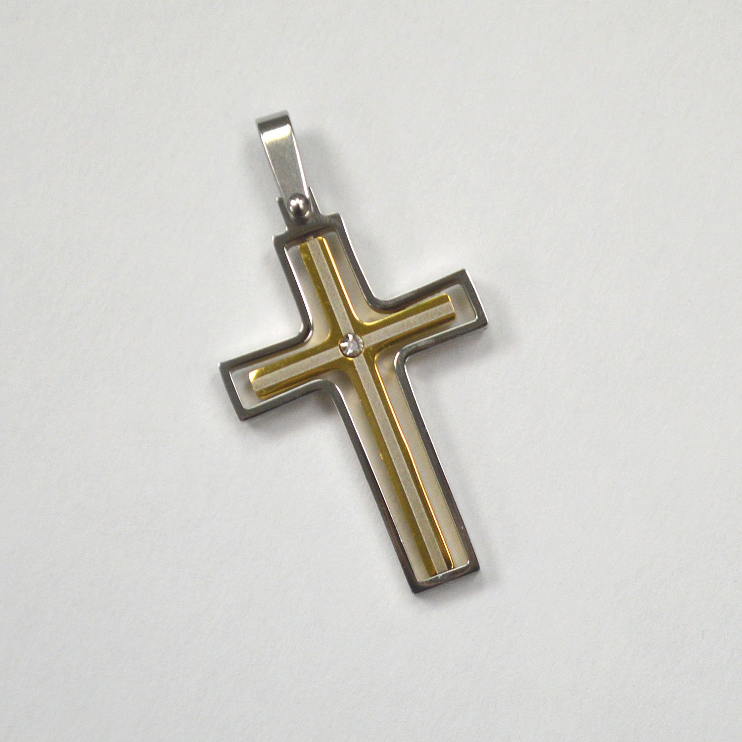 CROSS 2 Tone GOLD  PLATED  PENDANT (22x35mm} 86-1431G-Sm