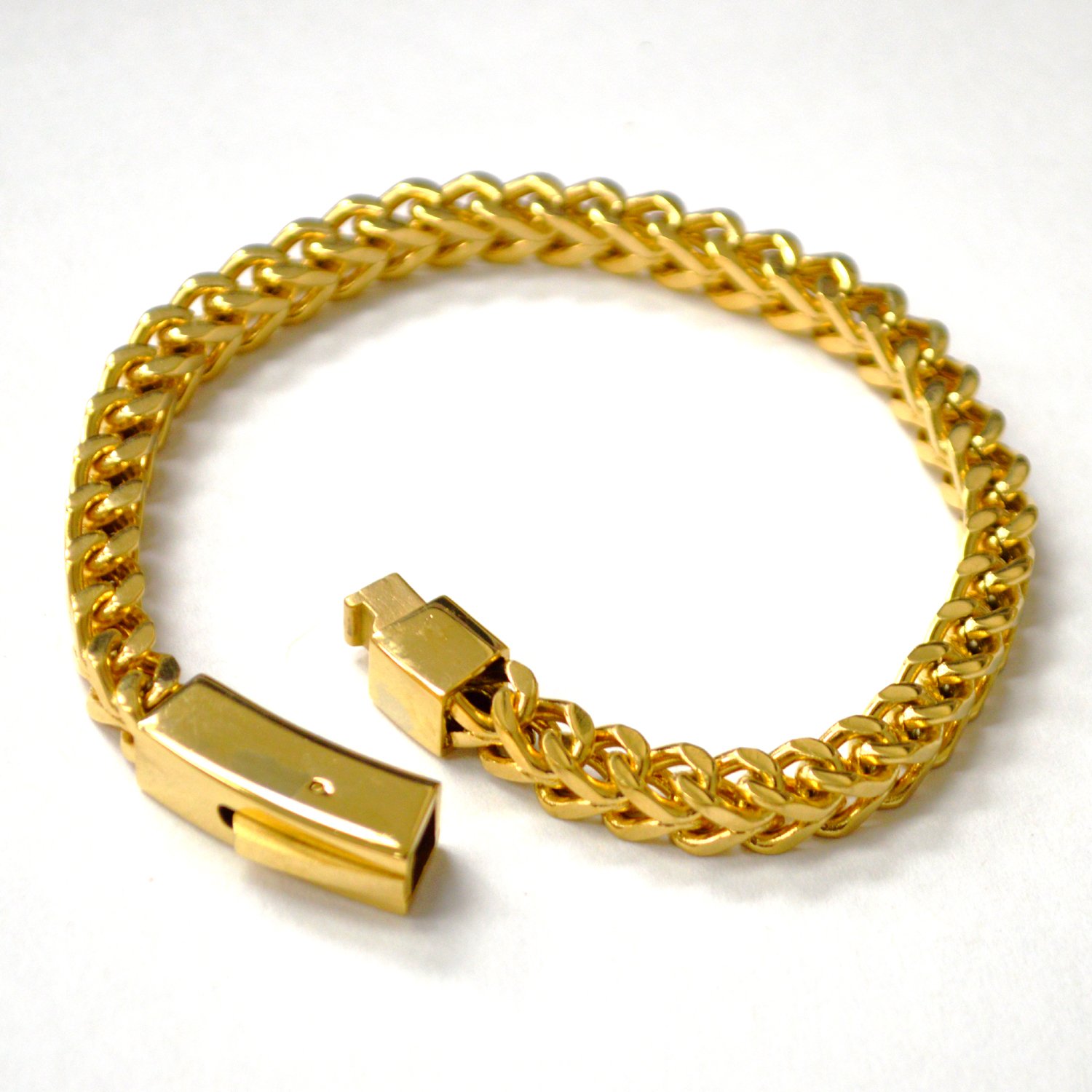 6mm Franco Gold Plated with Fancy Lock Bracelet 84-1876G-6