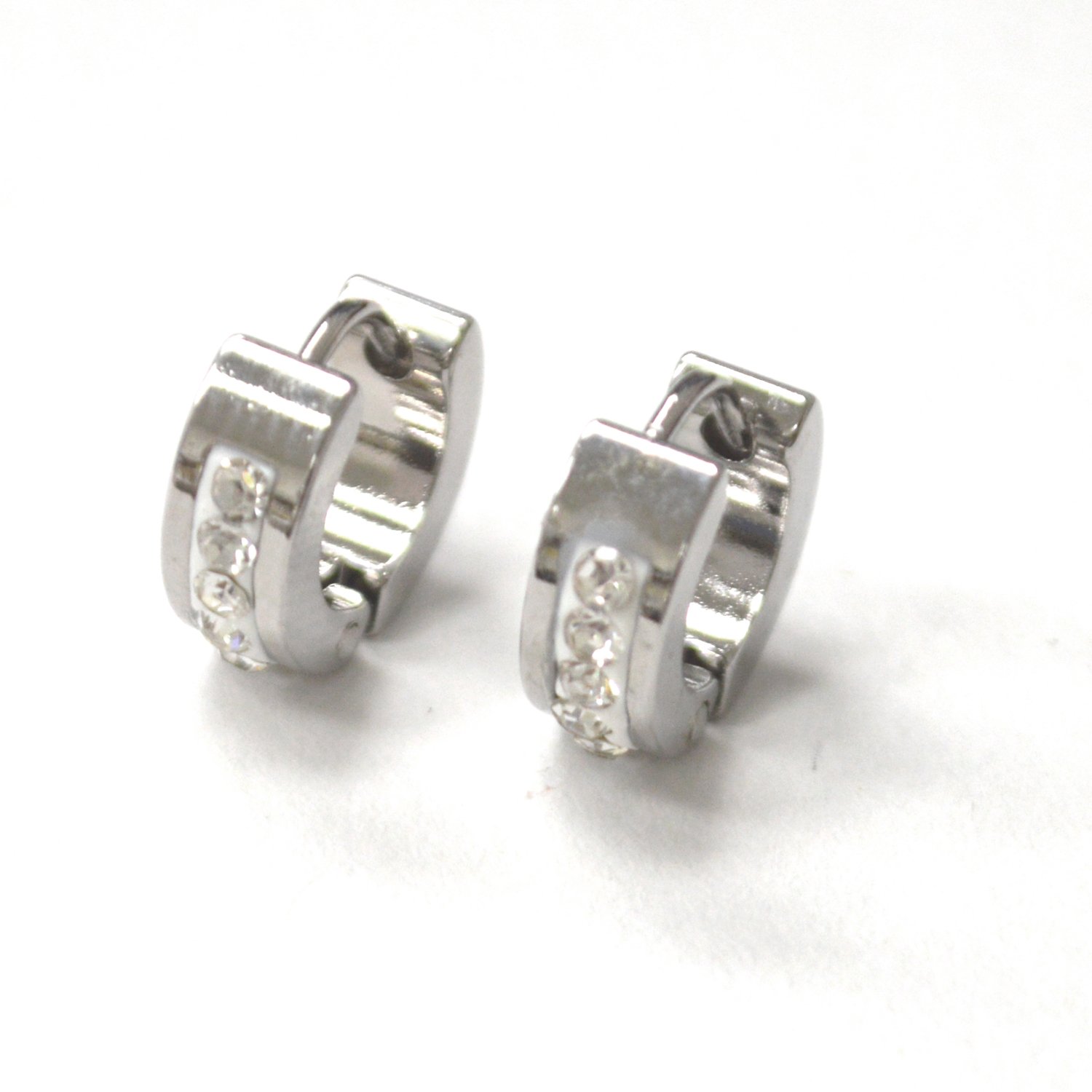 Clear Stones Huggies Stainless Steel Earring 83-1006S