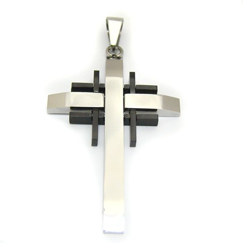 Cross 2 Tone Black Stainless Steel Pendant86-1225-2B