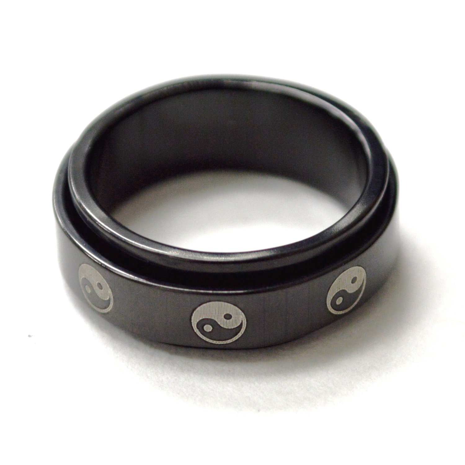 Ying and Yang Black Plated Spinner Ring  81-1360B