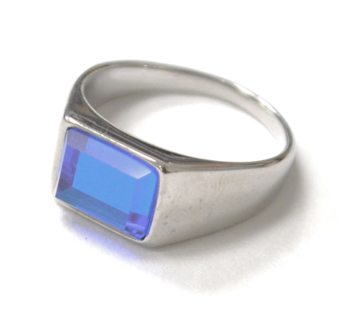 Blue Stone Stainless Steel Ring 81-1578S-Blue