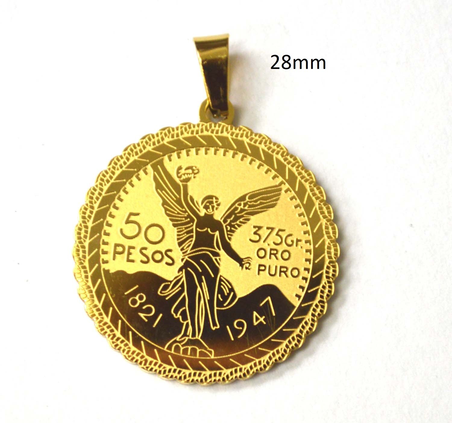 Mexican Coin Gold Plated Pendant (28mm)86-2405G-1