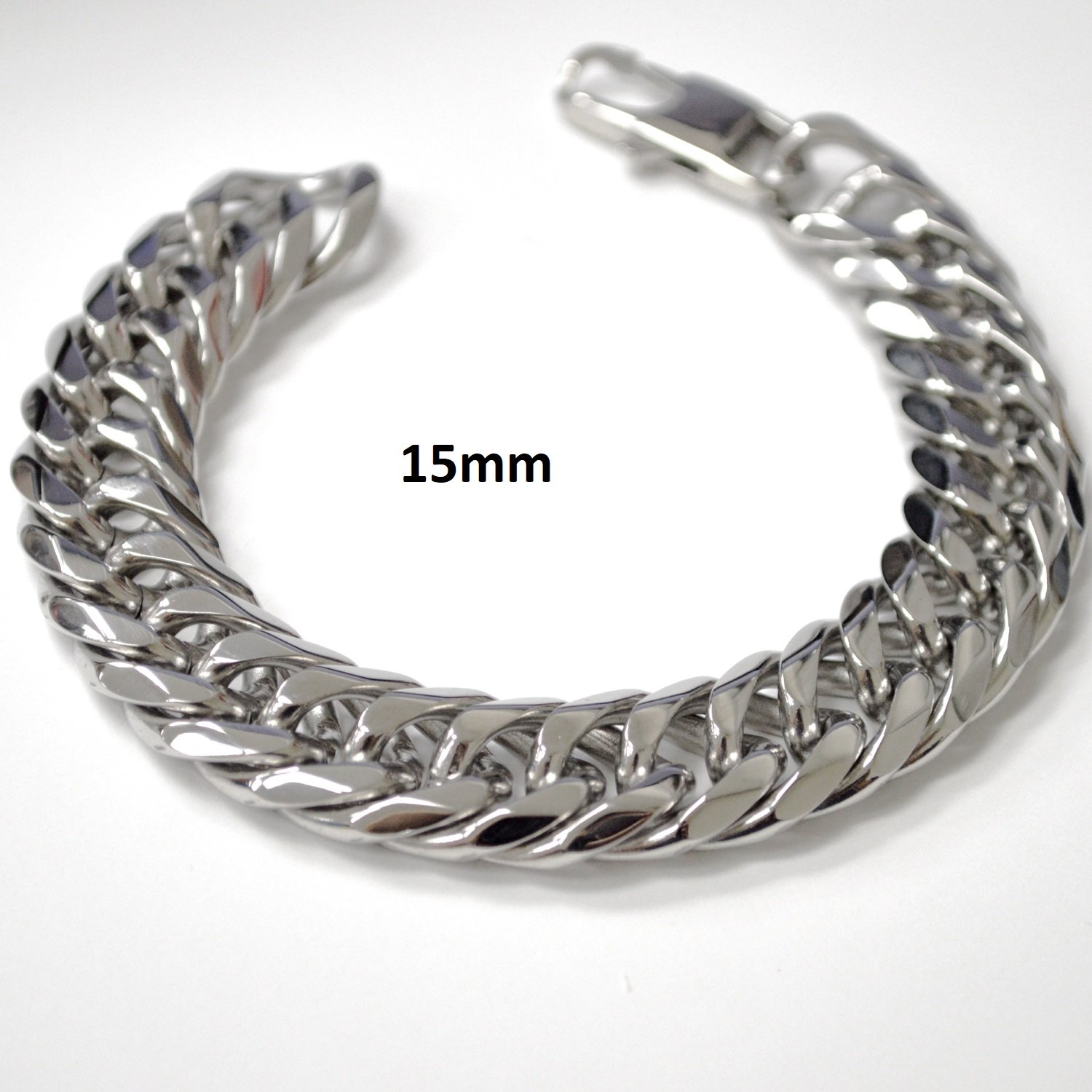 15mm ROMBO/GML Stainless Steel Bevel Bracelet 84-GMLS6-GL-15
