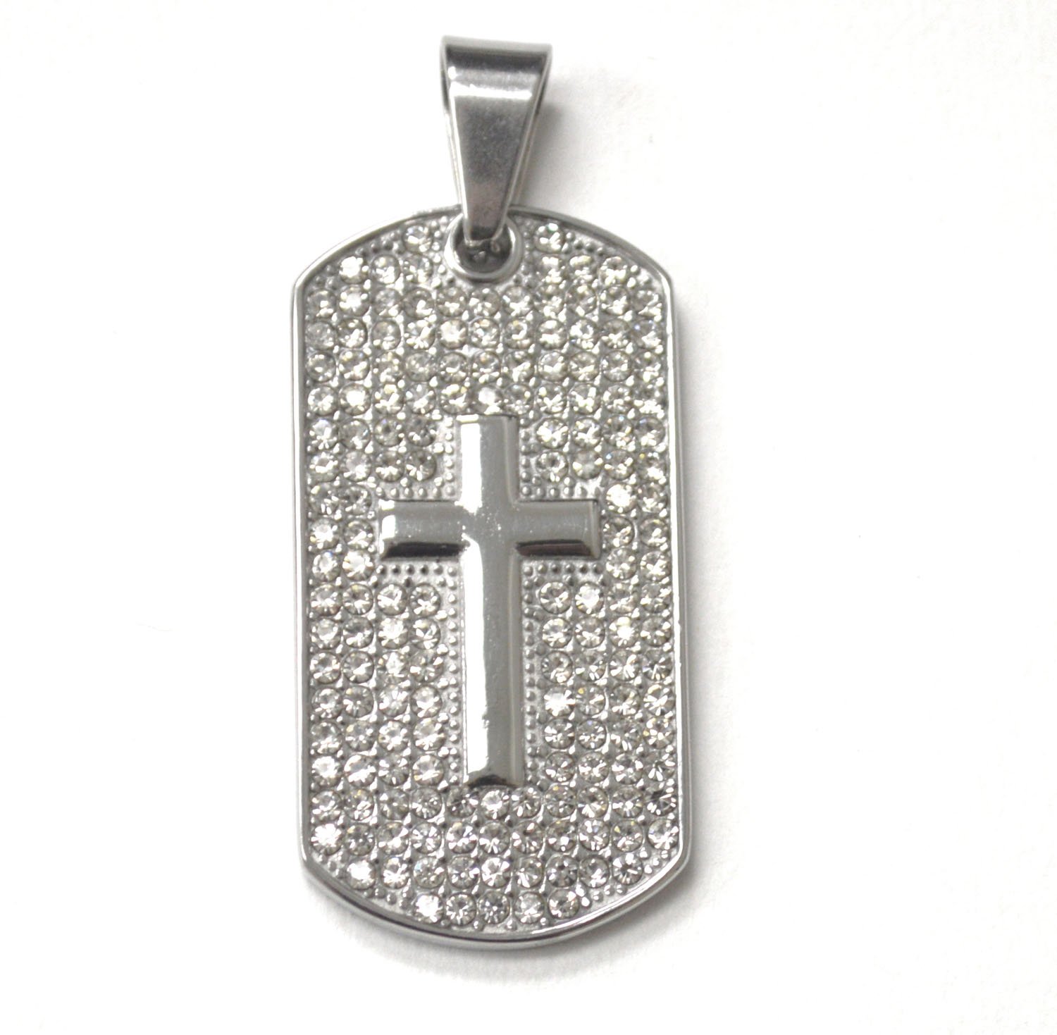 Cross with Stones Dog Tag Stainless Steel 86-2816S