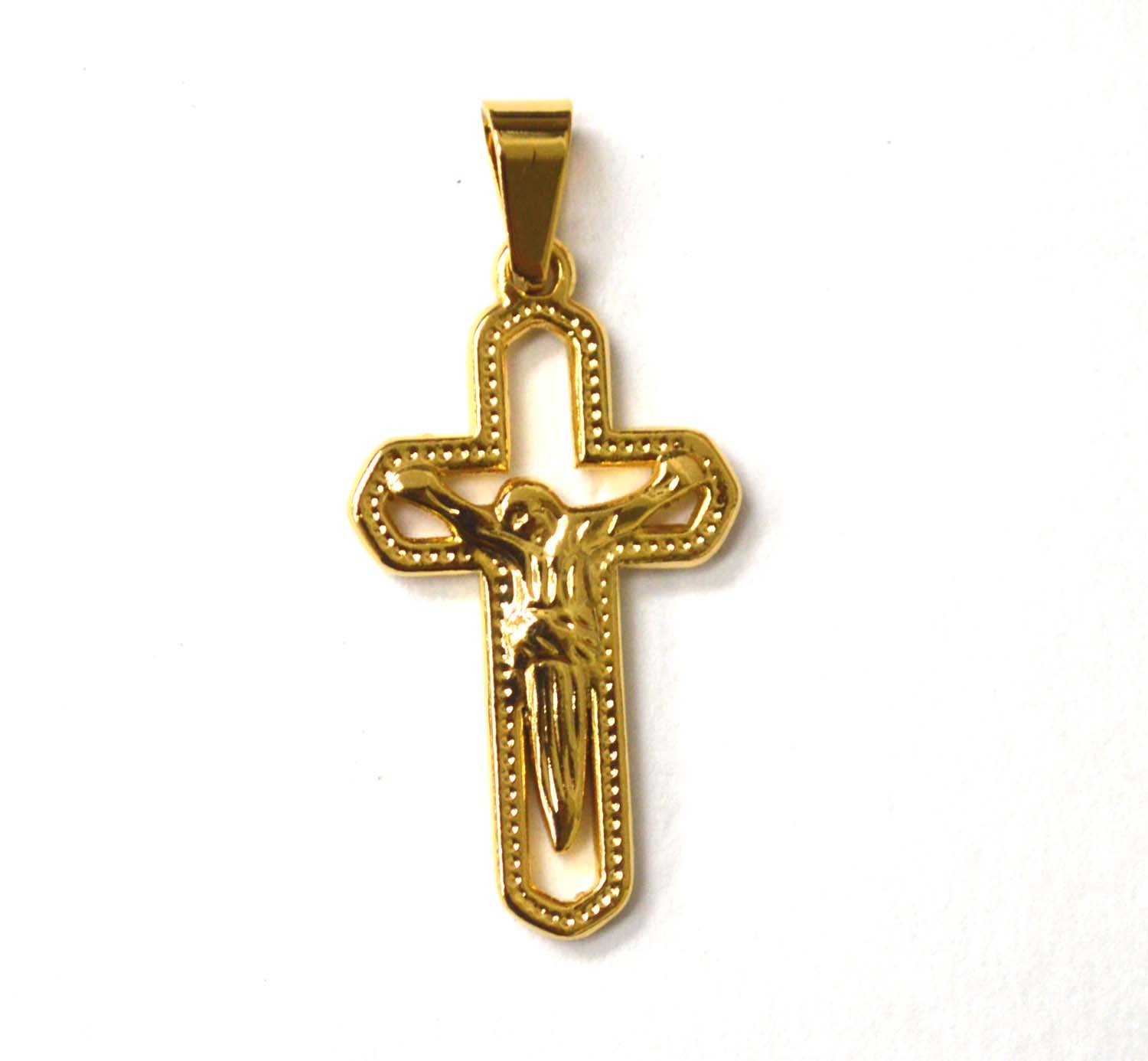 Crucifix Cross Gold IP Plated Pendant 86-2516G